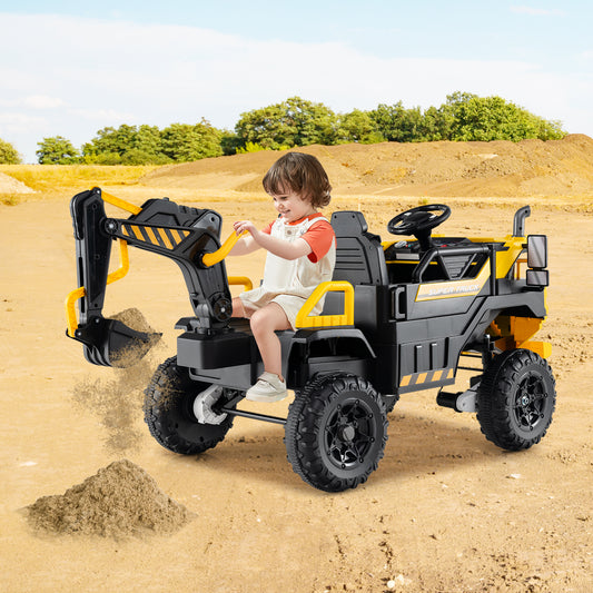 4WD Electric Truck Construction Vehicle with Remote Control-Yellow & Black