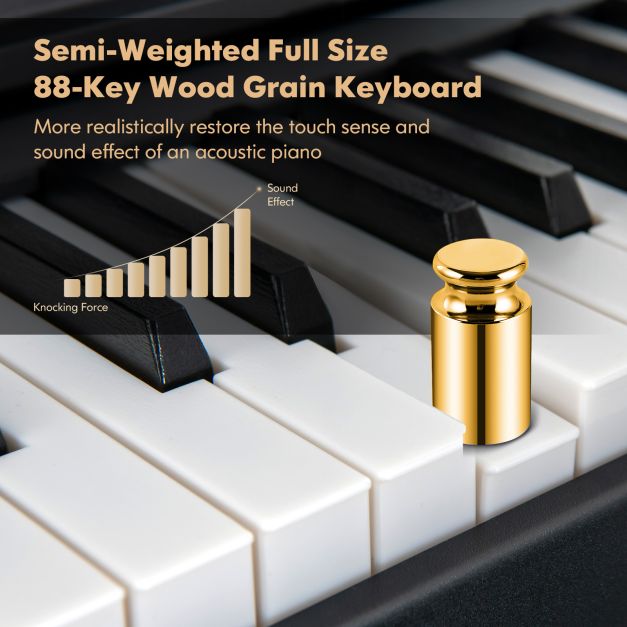 88-Key Electronic Keyboard with Storage Bag for Kids and Adults-Black