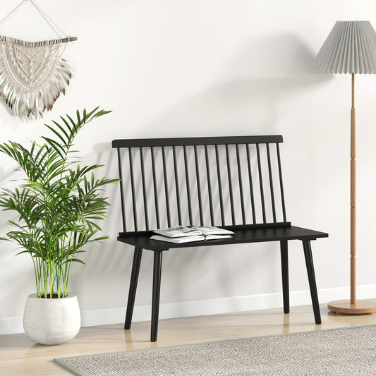 Entryway Bench for 2 Windsor Bench with Spindle Back-Black