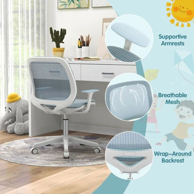 Ergonomic Children Study Chair with Breathable Mesh Back-Blue