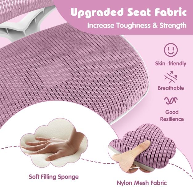 Ergonomic Children Study Chair with Breathable Mesh Back-Purple