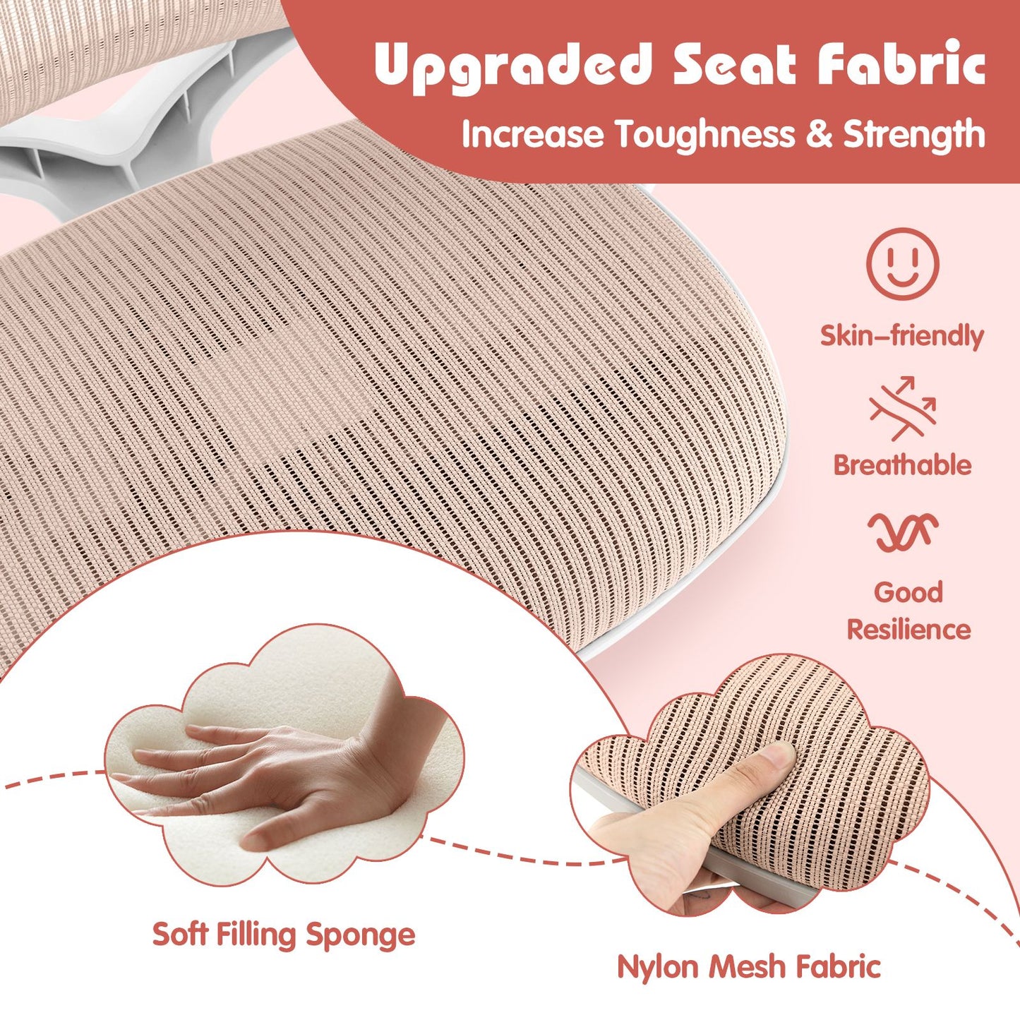 Ergonomic Children Study Chair with Breathable Mesh Back-Pink