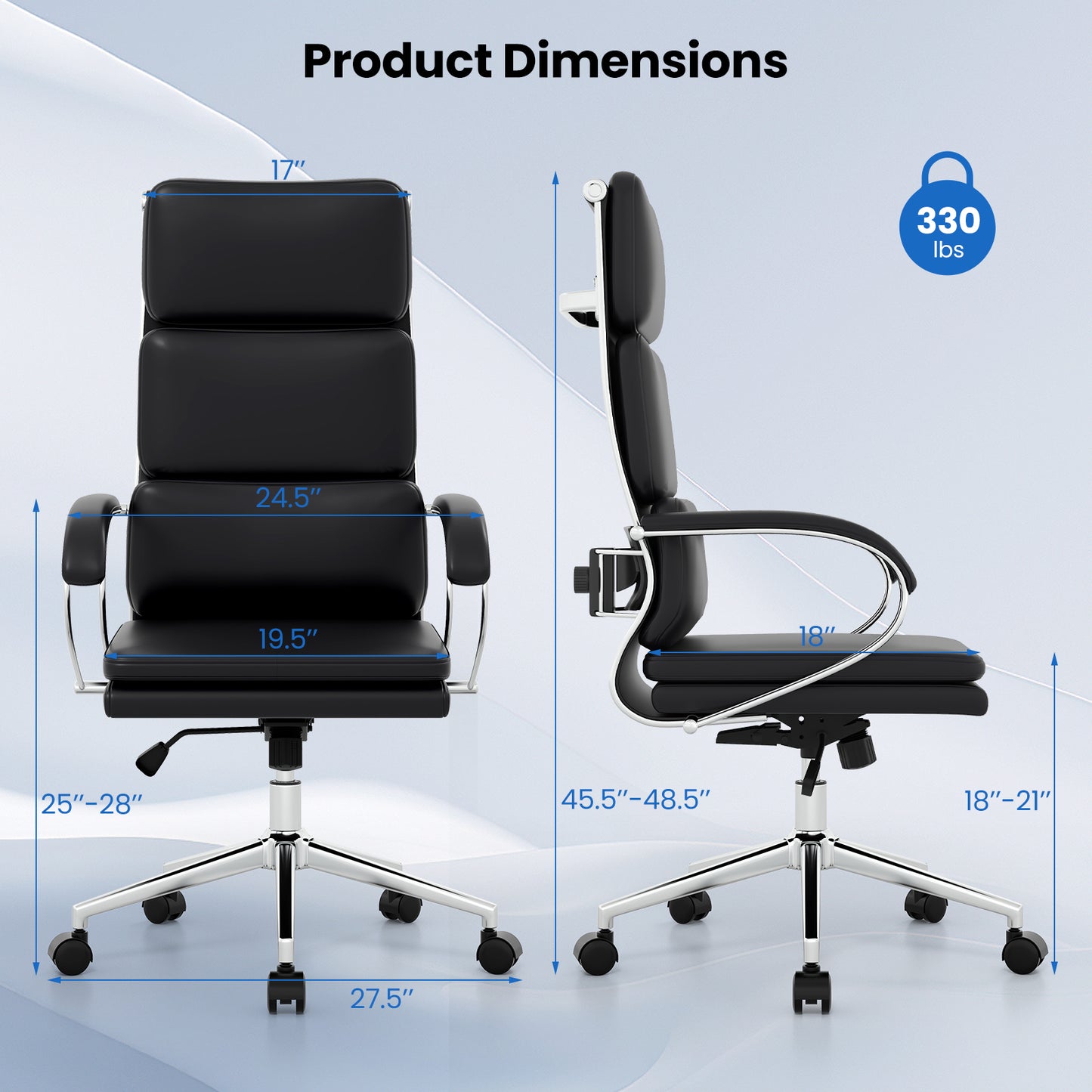 Ergonomic Leather Office Chair Executive Chair with Rocking Function-Black