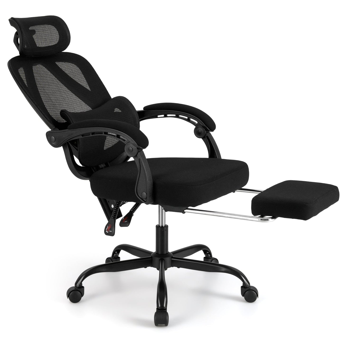 Ergonomic Office Chair High Back Mesh Desk Chair with Retractable Footrest-Black