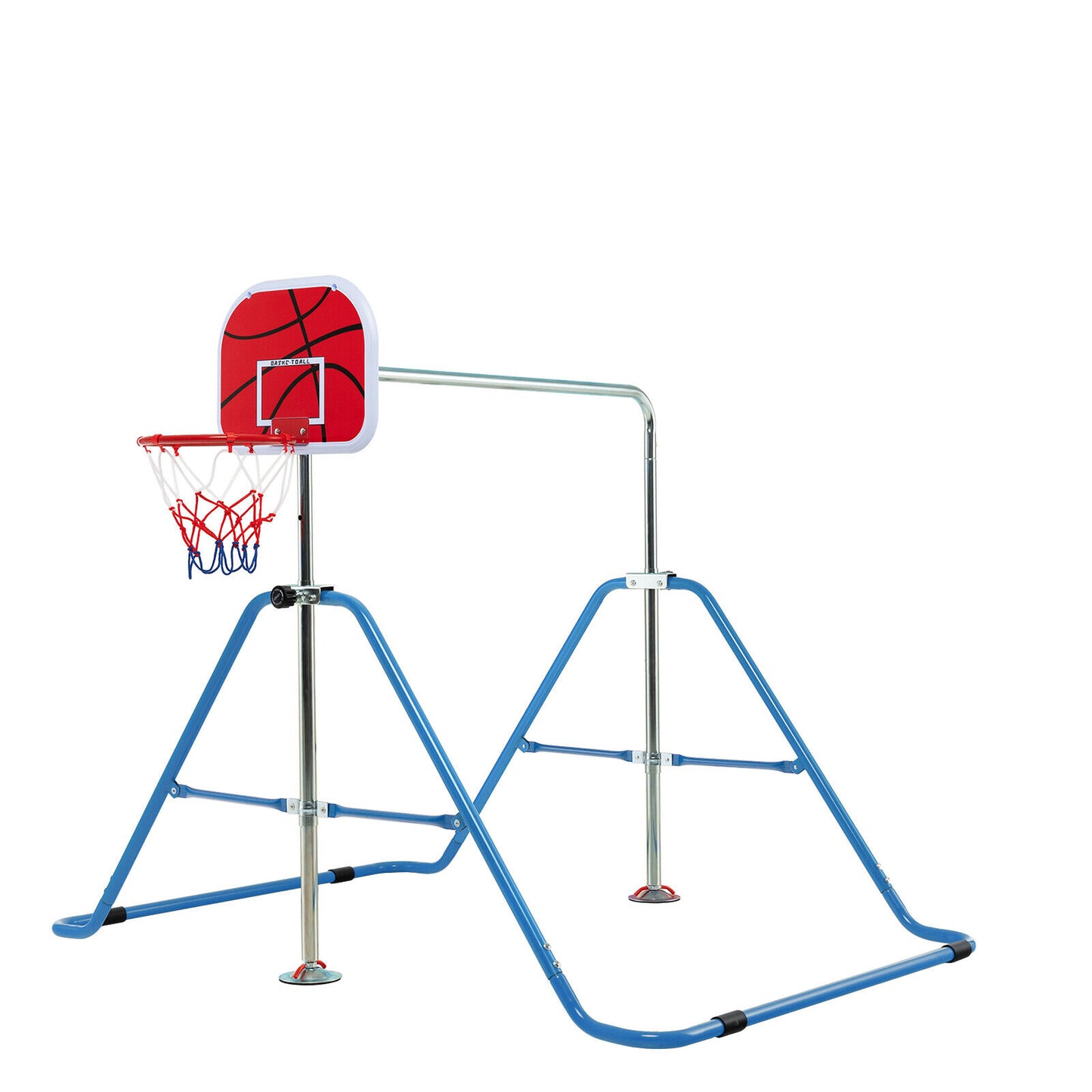 Expandable Gymnastics Bar with Basketball Hoop for Kids Juniors-Blue