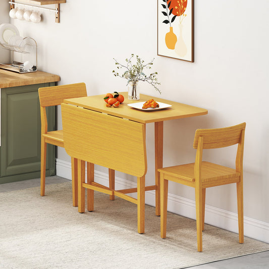 Extendable Dining Table Drop Leaf Kitchen Table for Small Spaces with X-shaped Frame-Natural
