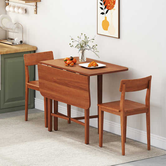 Extendable Dining Table Drop Leaf Kitchen Table for Small Spaces with X-shaped Frame-Walnut