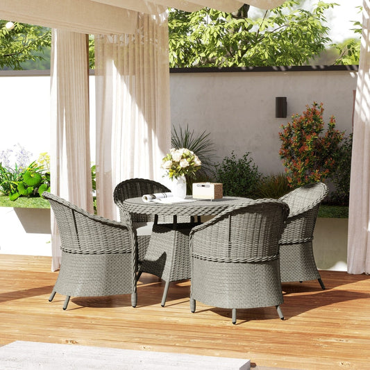 Outsunny 4 Seater Rattan Garden Furniture Set with Cushions in Grey, image 2