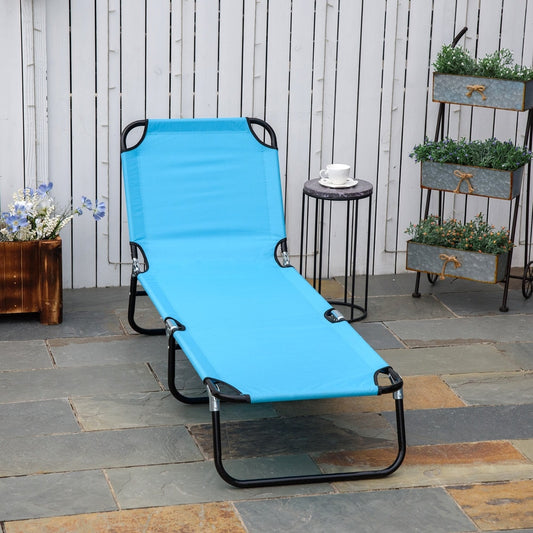 Outsunny Garden Sun Lounger in Sky Blue, image 2