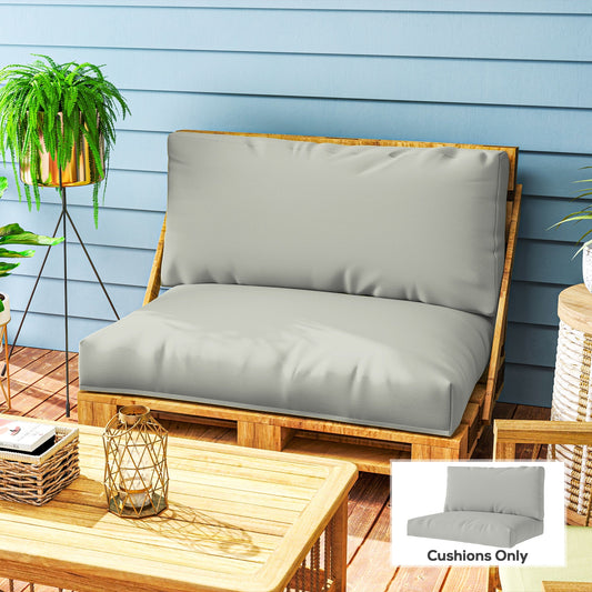 Outsunny Two Piece Seat Pallet and Back Cushions - Light Grey