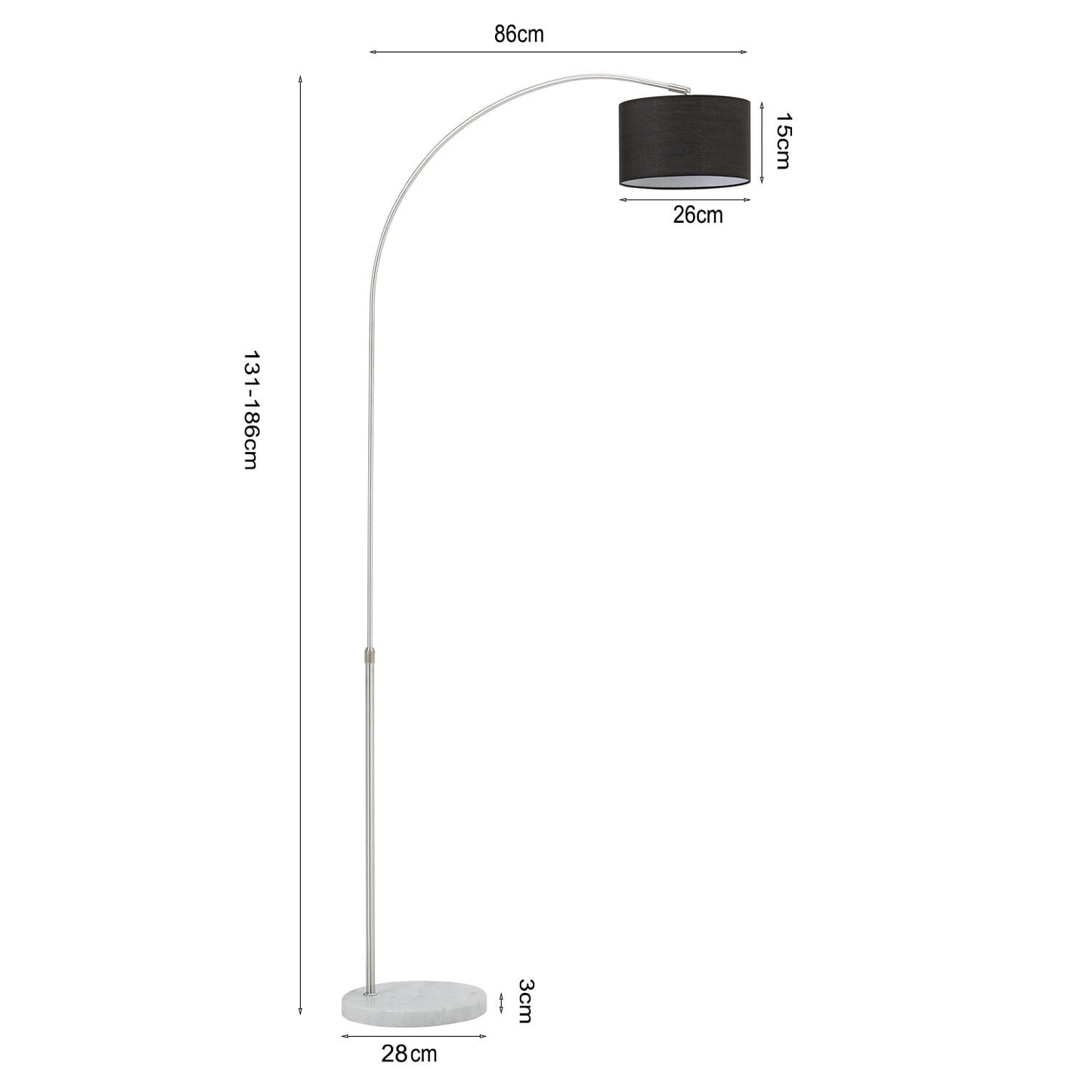 Arched Floor Lamp Marble Base with Shade