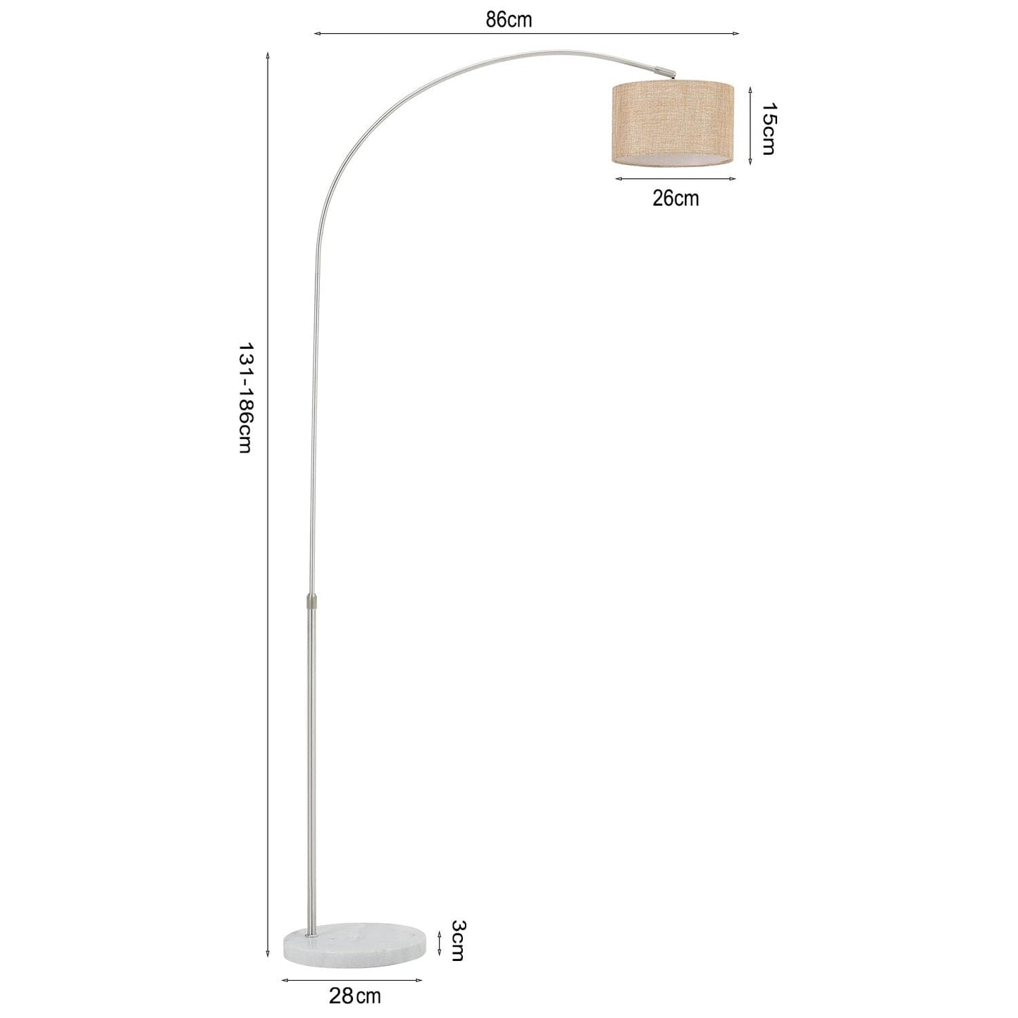 Arched Floor Lamp Marble Base with Shade