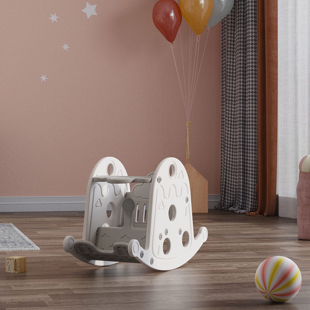 Grey Floor Standing Toddler Rocking Chair Plastic Toy