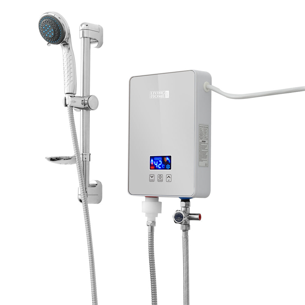 6kW Tankless Electric Water Heater with Shower Head Digital Temperature Display