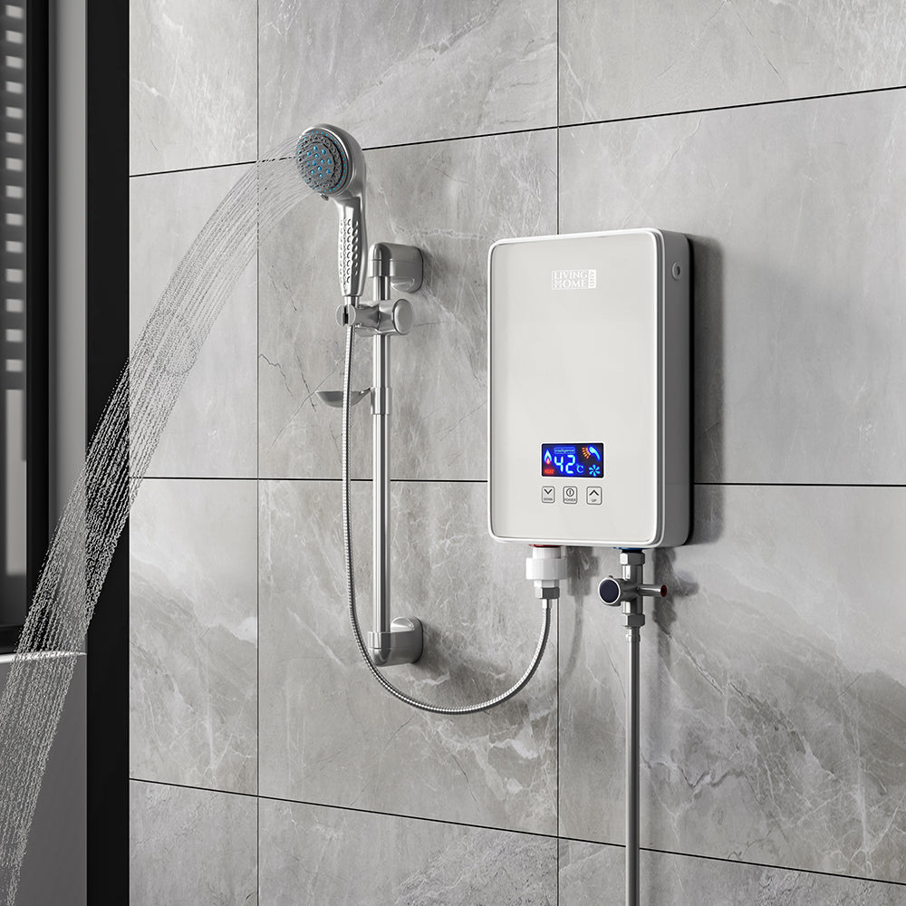 6kW Tankless Electric Water Heater with Shower Head Digital Temperature Display