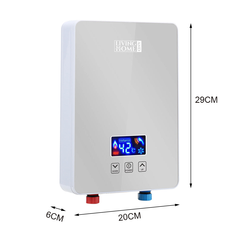 6kW Tankless Electric Water Heater with Shower Head Digital Temperature Display