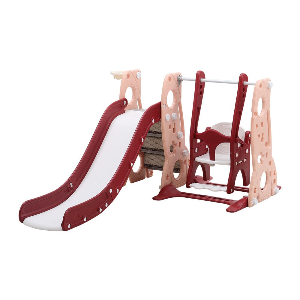 4-in-1 Toddler Climber and Swing Set with Basketball Hoop Kids Swing and Slide Set for Indoor Outdoor Playground