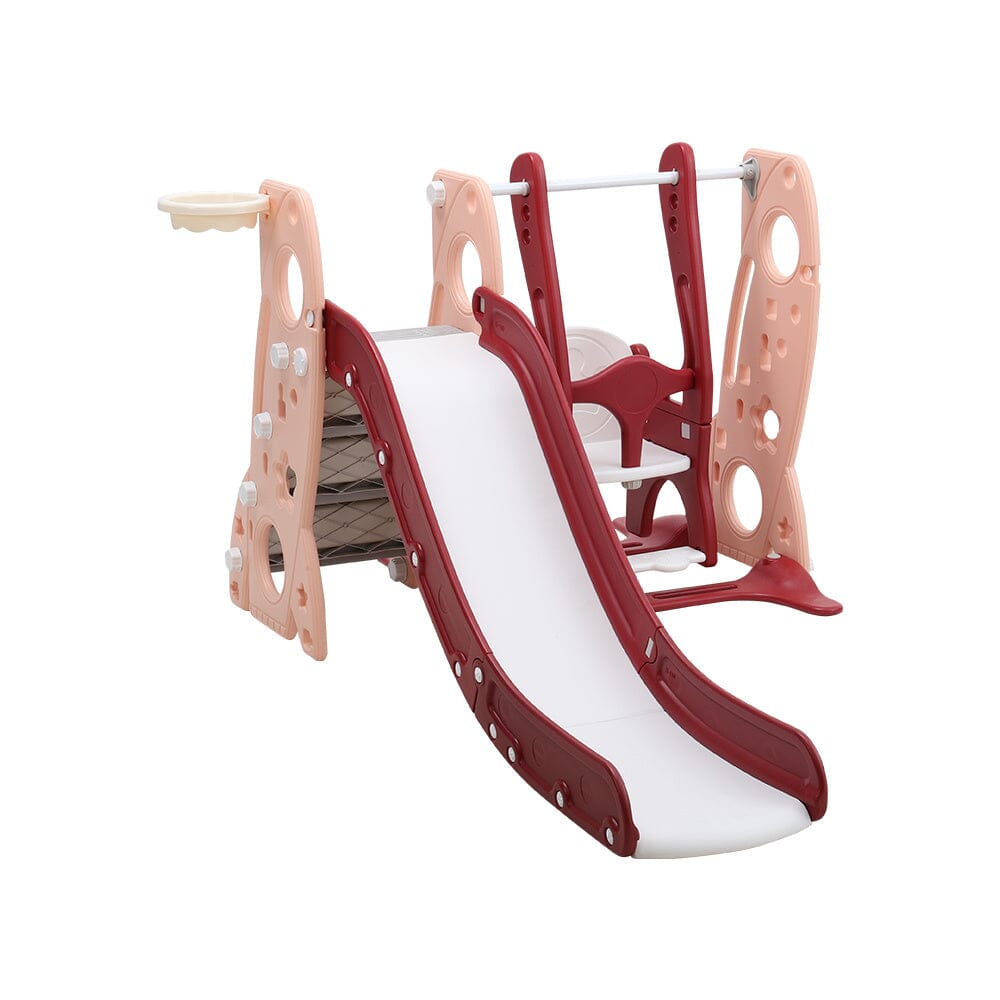4-in-1 Toddler Climber and Swing Set with Basketball Hoop Kids Swing and Slide Set for Indoor Outdoor Playground