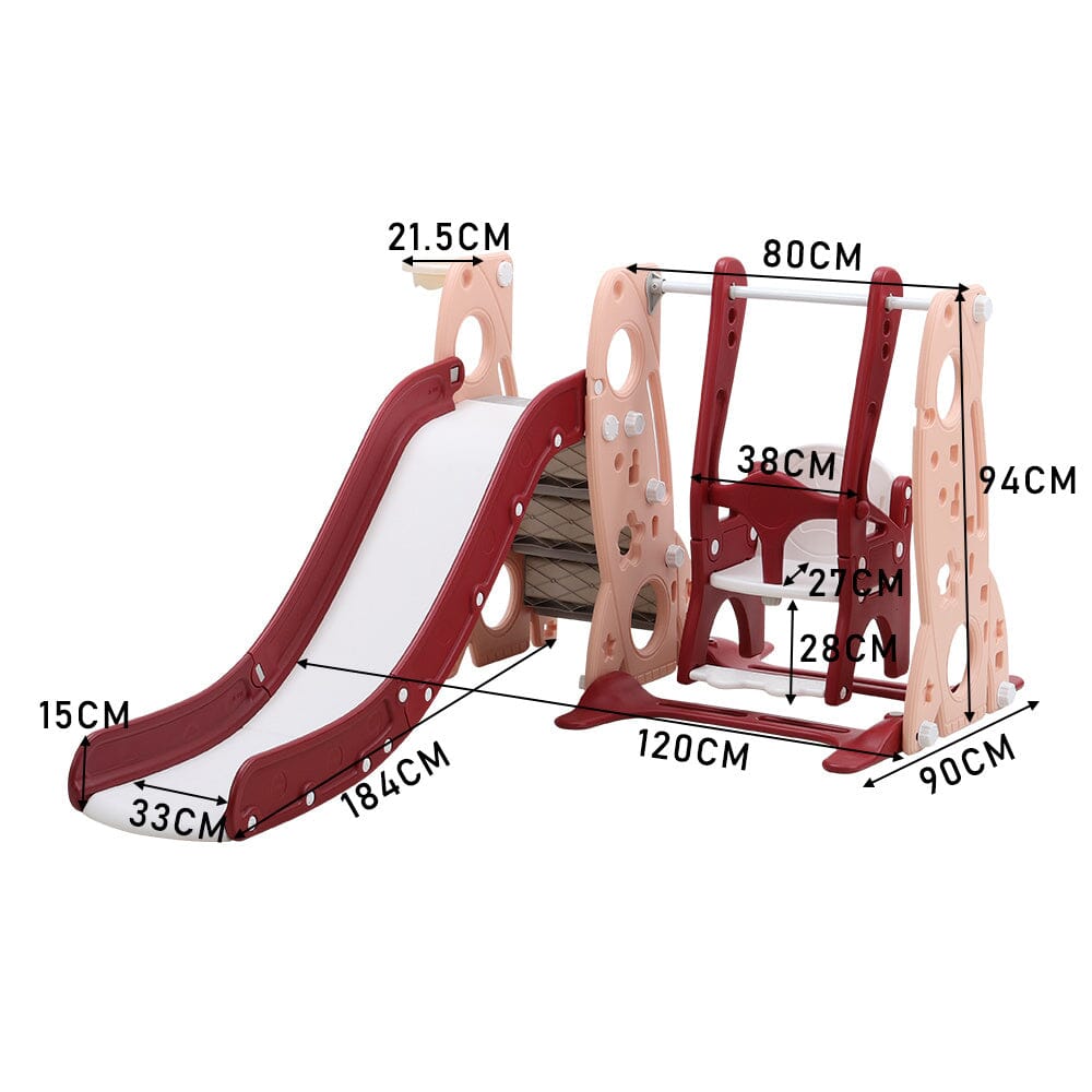 4-in-1 Toddler Climber and Swing Set with Basketball Hoop Kids Swing and Slide Set for Indoor Outdoor Playground