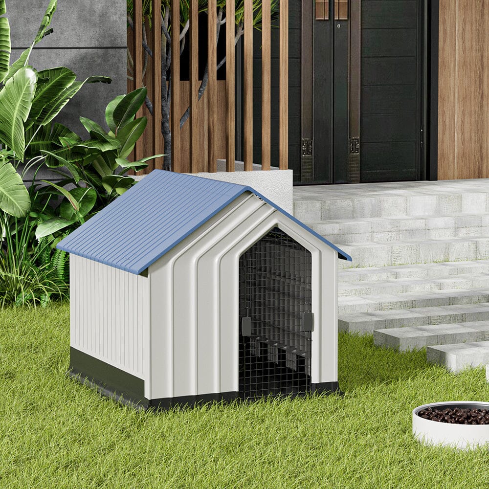Small Blue Plastic Pet House with Iron Door