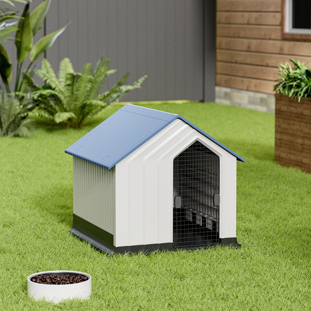 Small Blue Plastic Pet House with Iron Door