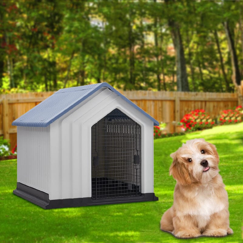 Small Blue Plastic Pet House with Iron Door