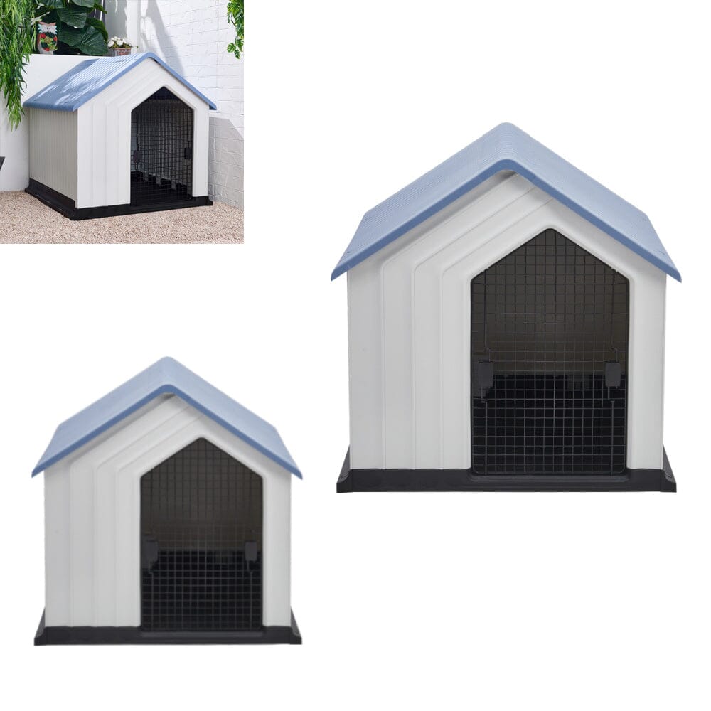 Small Blue Plastic Pet House with Iron Door