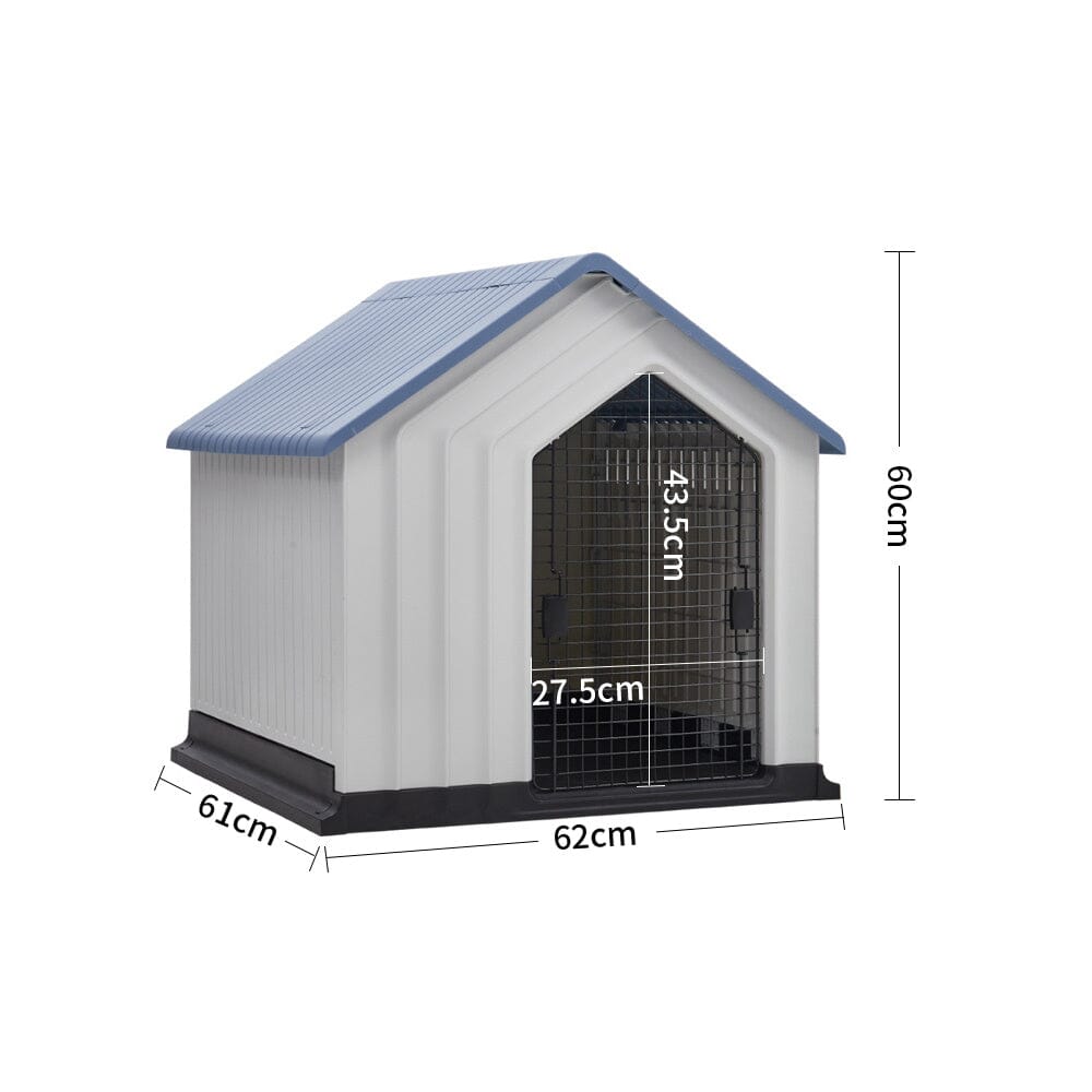 Small Blue Plastic Pet House with Iron Door