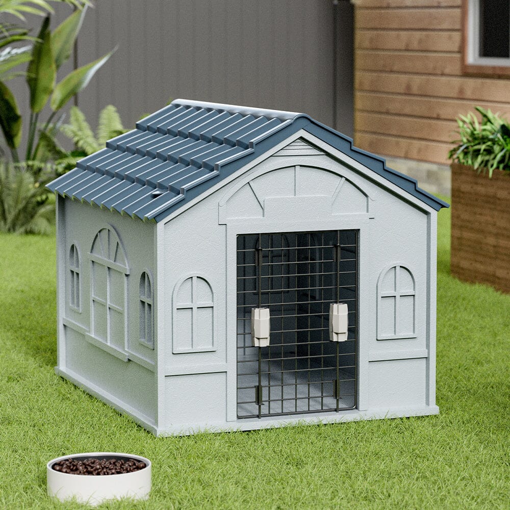 Plastic Dog House Kennel with Steel Door