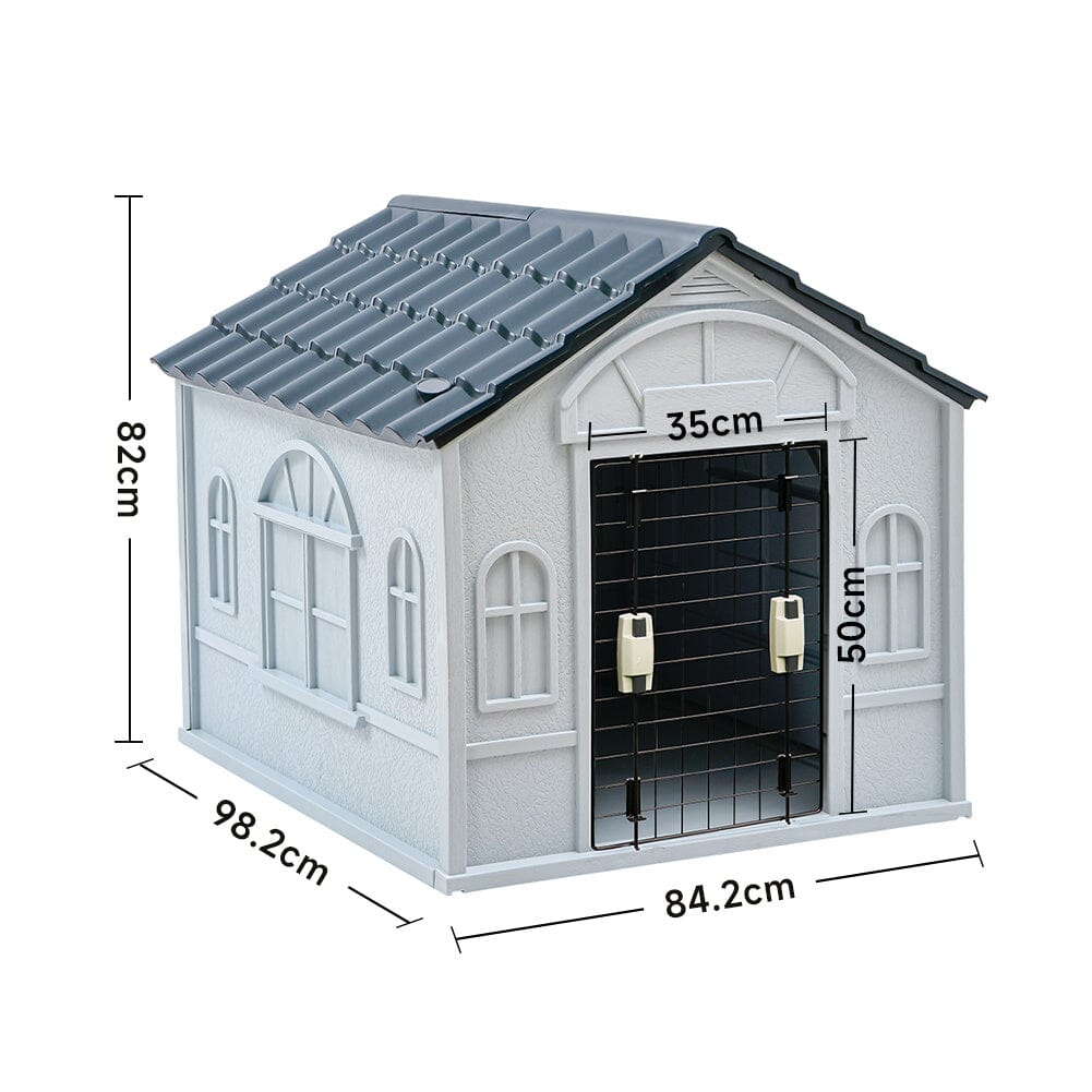 Plastic Dog House Kennel with Steel Door