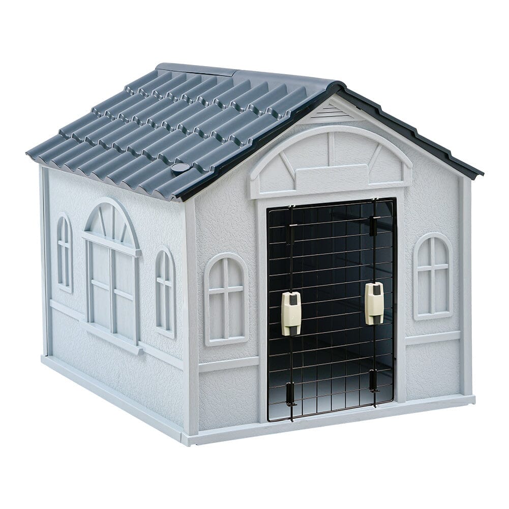 Plastic Dog House Kennel with Steel Door