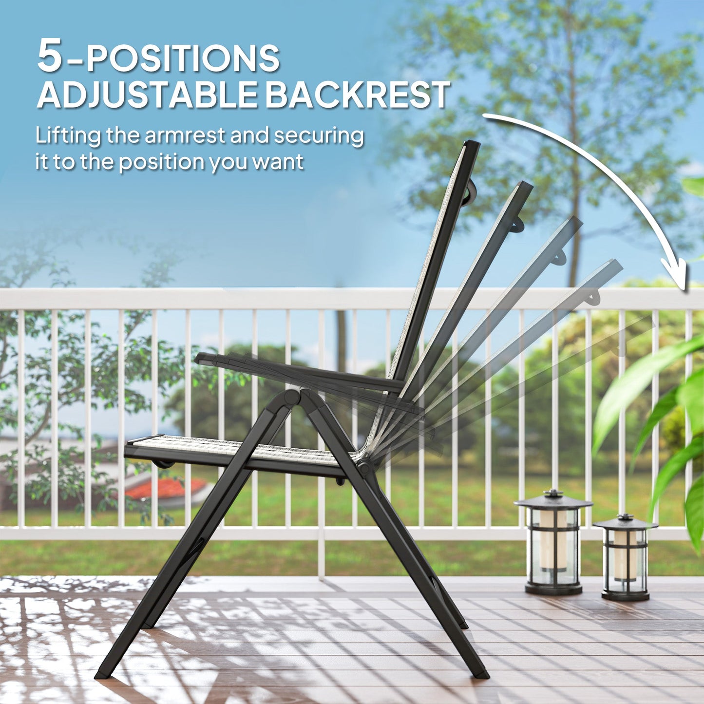 Outsunny Set of Two Rattan Reclining Garden Chairs - Grey