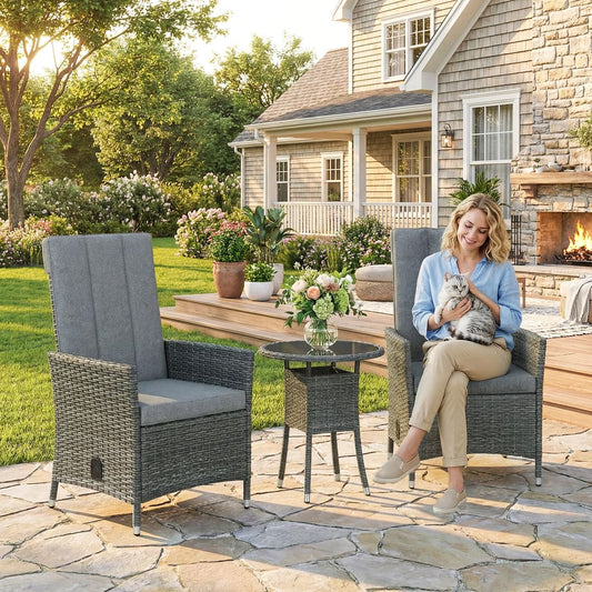 Outsunny Rattan Bistro Set in Grey, image 2