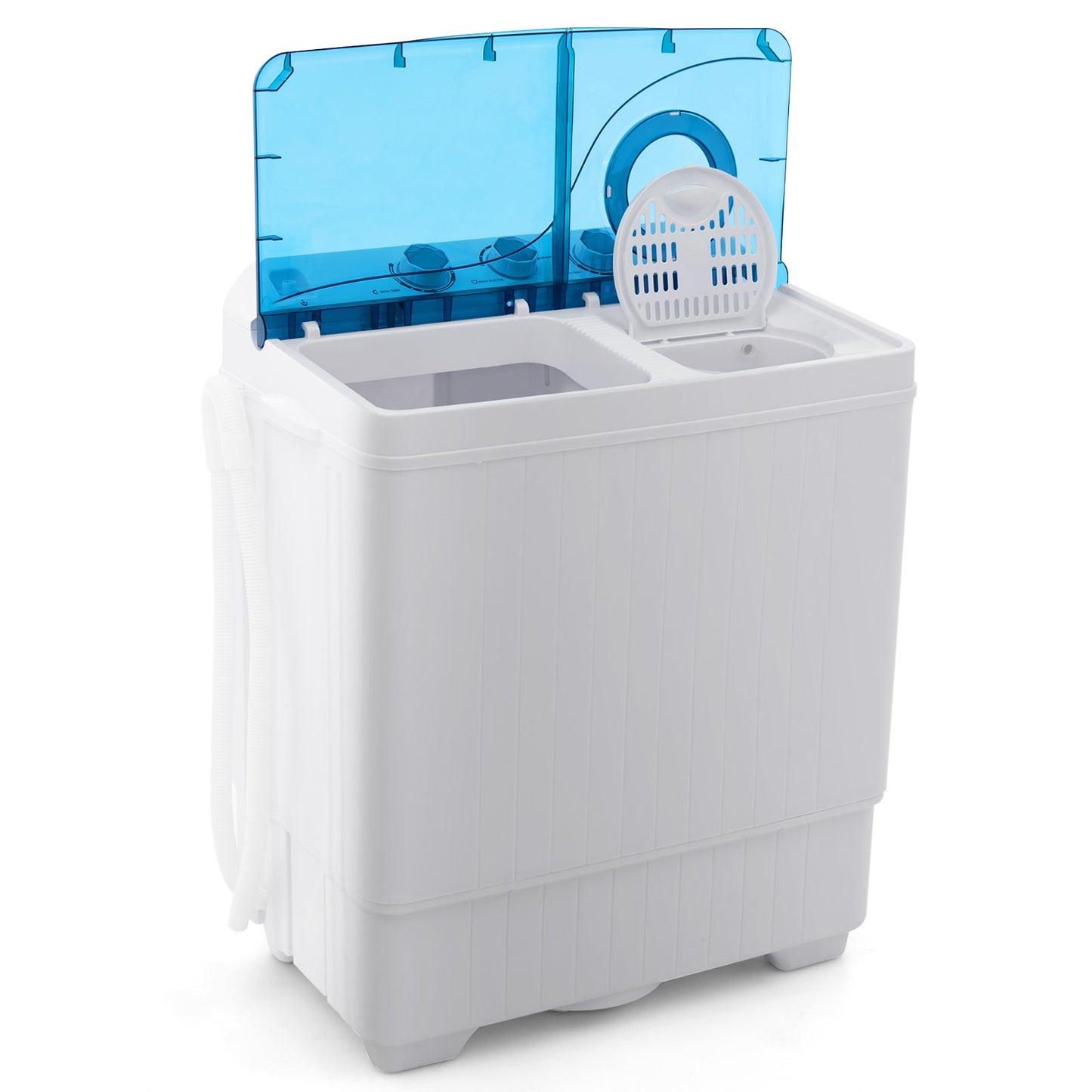 Portable Laundry Washer Spin Dryer with Timing Function and Drain Pump-Blue