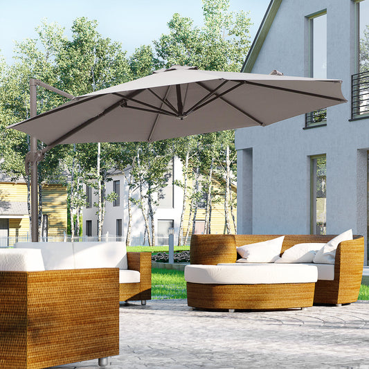 Outsunny 3m Cantilever Aluminium Frame Outdoor Garden Parasol Grey, image 2