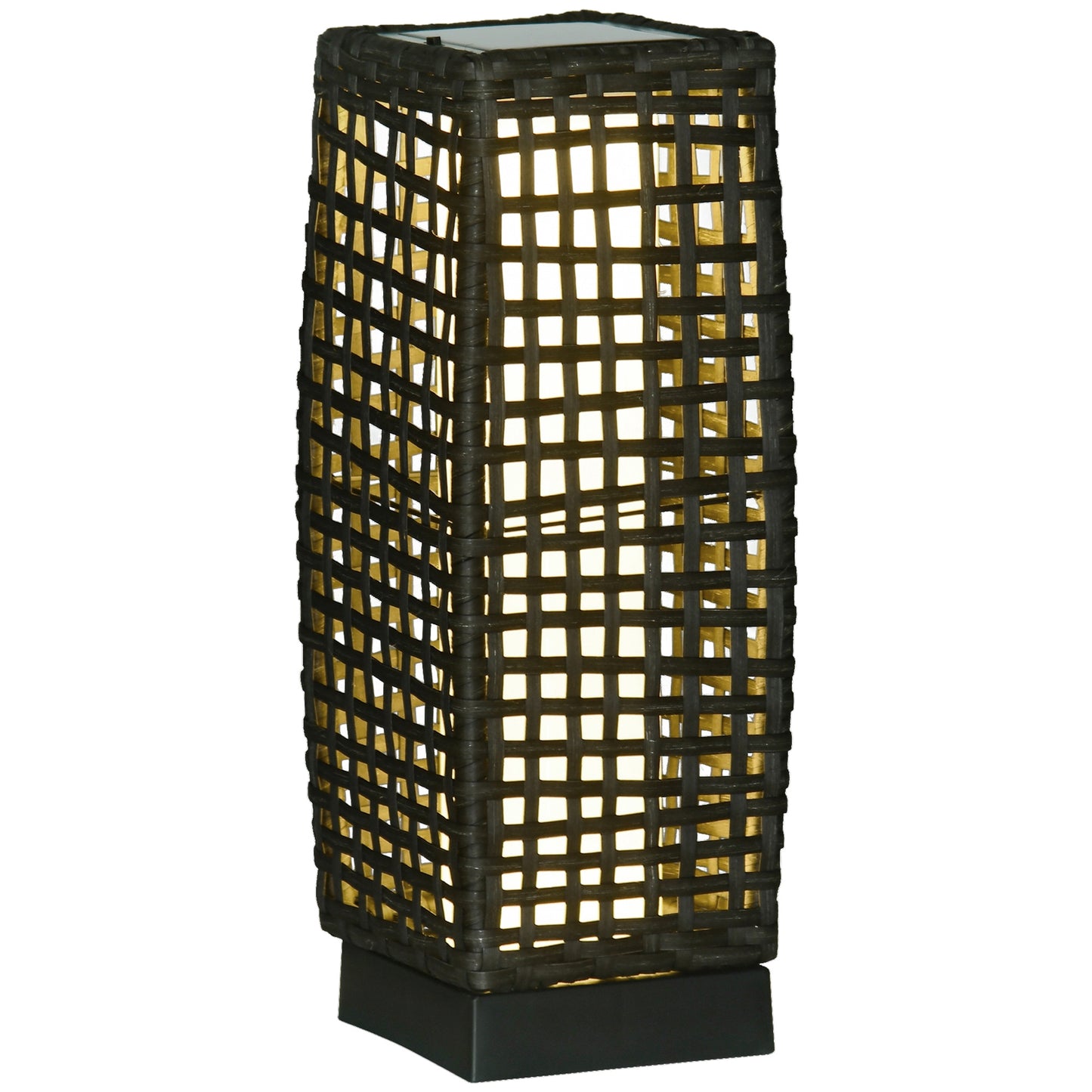Outsunny Outdoor Rattan Solar Lantern, Brushed PE Wicker Patio Garden Lantern z automatycznym włączaniem/wyłączaniem Solar Powered LED Lights do użytku wewnątrz i na zewnątrz, na werandzie, podwórku, trawniku, dziedzińcu, w kolorze szarym