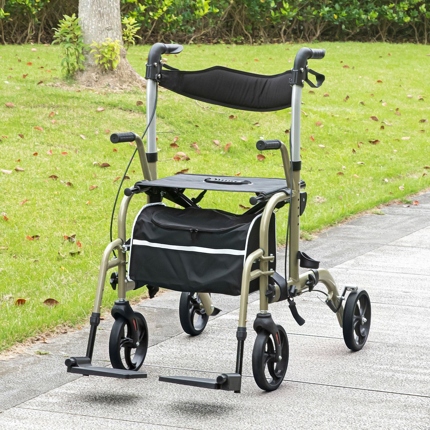 Wózek inwalidzki HOMCOM Rollator Walker z hamulcami i torbą – żółty/zielony