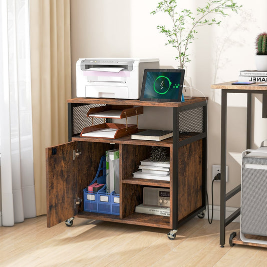 File Cabinet on Wheels in Coffee, image 2