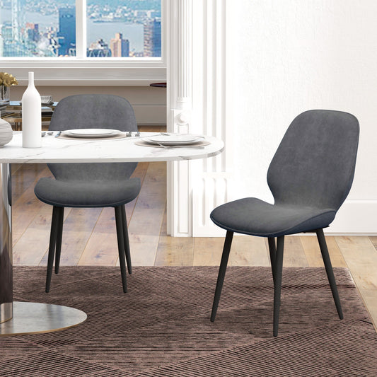 HOMCOM Velvet Dining Chairs, Set of 2 Dining Room Chairs with Metal Legs for Living Room, Dining Room, Grey