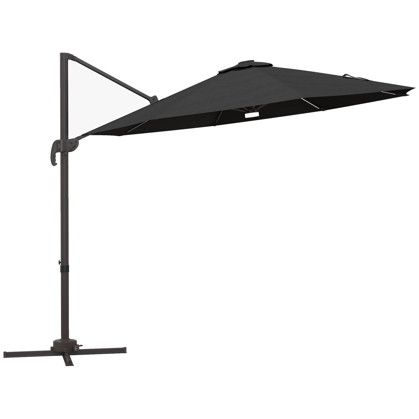 Parasol Outsunny Cantilever z oświetleniem LED i podstawą krzyżową - ciemnoszary
