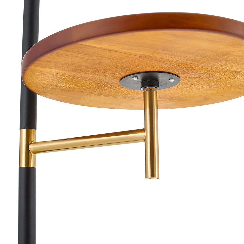 Modern Adjustable Arc Floor Lamp with Wood Tray