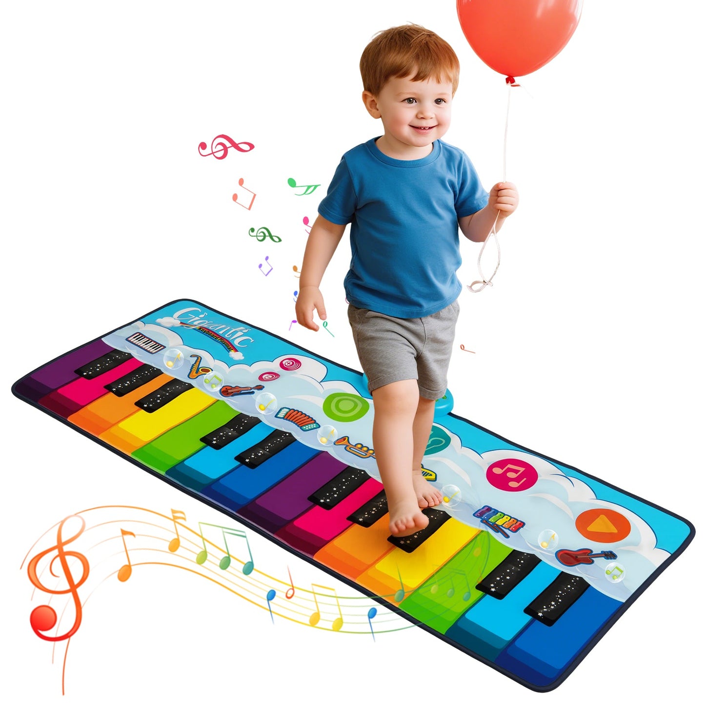 Floor Piano Dance Mat with 8 Instrument Sounds and Built-in Music-S