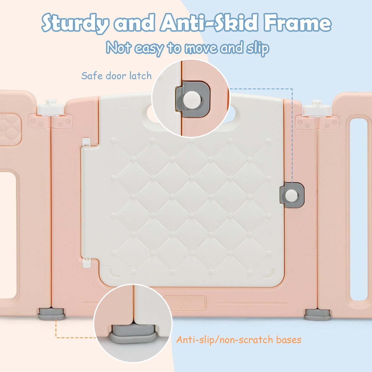 Foldable Baby Playpen with Drawing Board for Indoor Outdoor-Pink