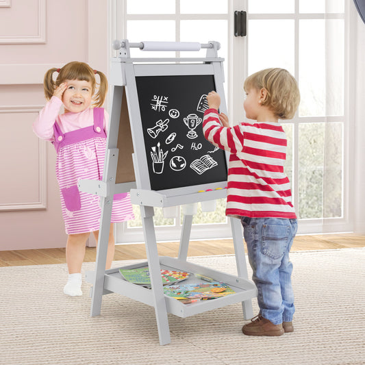 3-in-1 Double-sided Art Easel Foldable Easel for Kids-Grey