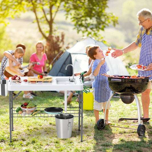 Foldable Fish Cleaning Table 2 in 1 Outdoor Workstation with Sink