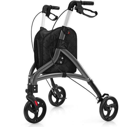 Walker for Seniors Foldable Rollator Walker with Lightweight Aluminum Frame-Grey