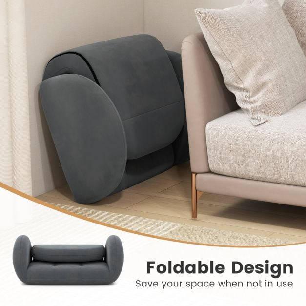 Folding Floor Game Chair with Adjustable Backrest for Adults-Grey