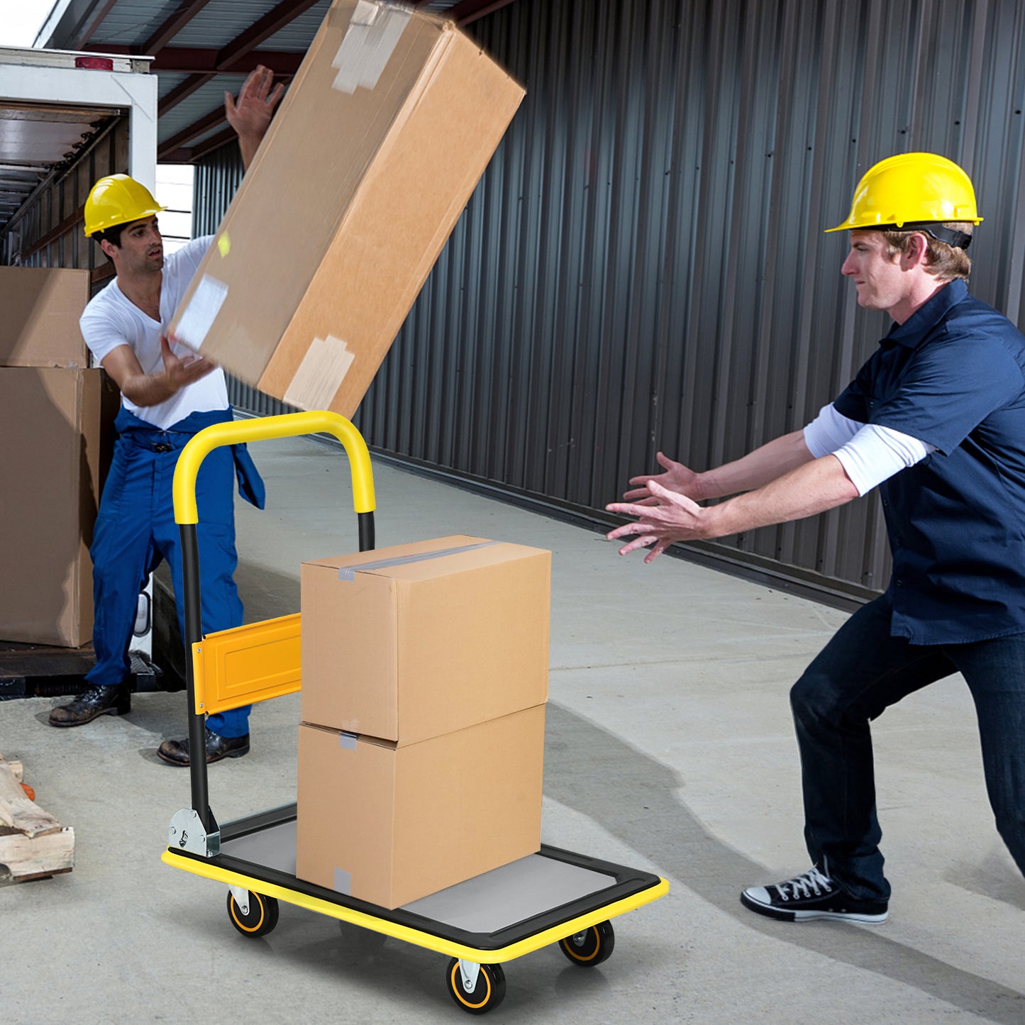 Folding Push Cart Dolly Moving Hand Truck with 360 Degree Swivel Wheels