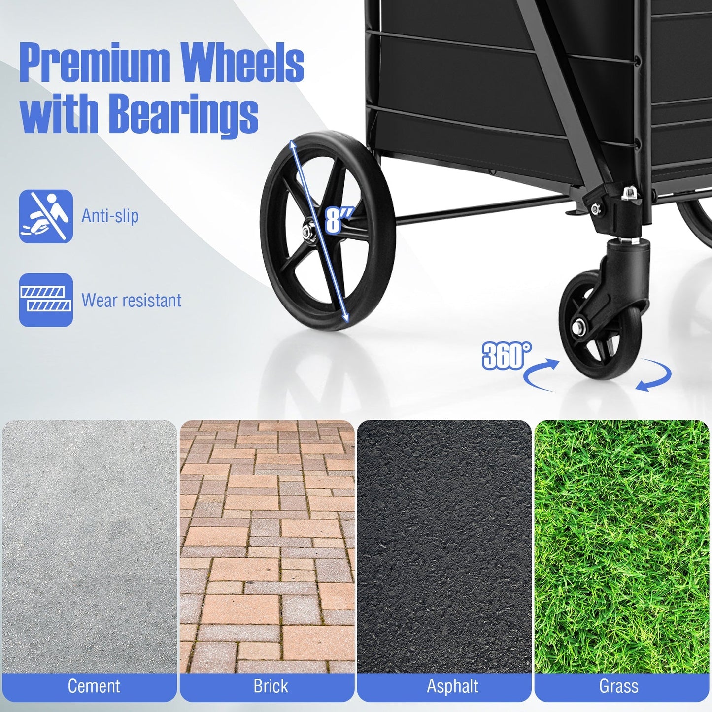 Folding Shopping Cart with Waterproof Liner-Black