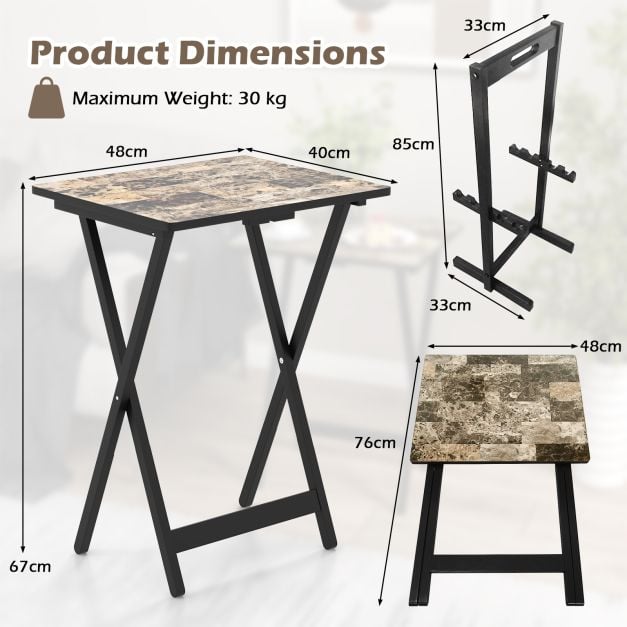 Set of 4 folding garden tables, weatherproof outdoor bistro tables made of wood, 48 x 40 x 67 cm, black